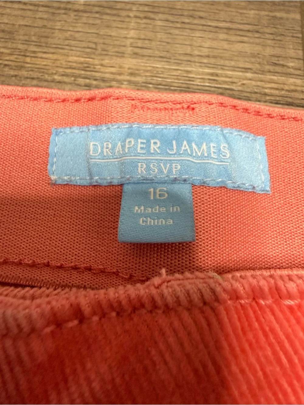 Draper Jeans RSVP Coral Wide-Leg Corduroy Pants Women's Size 16
